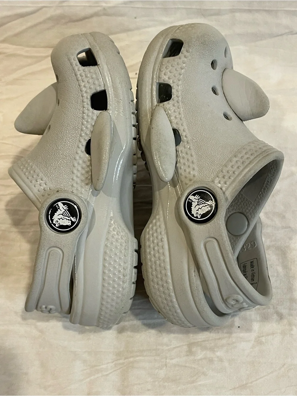 Crocs Kids Shark Clogs Gray Size C6 Toddler Lightweight Slip On Water Shoes